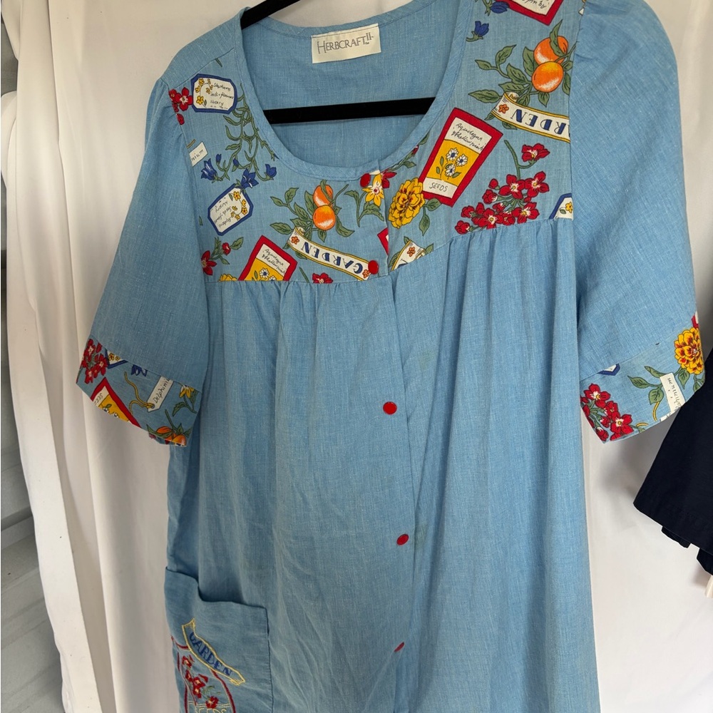 Light Blue Floral Garden Print Women's Dress